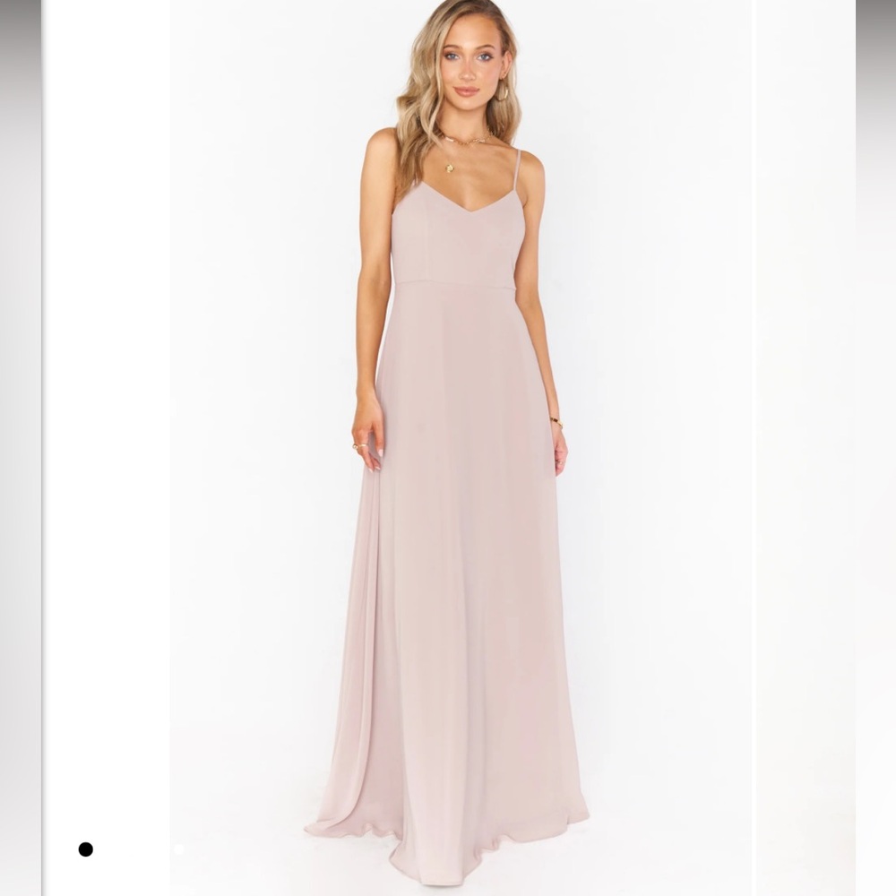 Show Me Your Mumu Faith Maxi Dress in Soft Beige Chiffon Size Small
